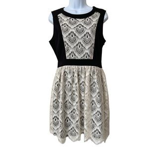 Anthropologie San & Soni Mini Dress 8 Women’s Lace Cut Out Back Black Ivory